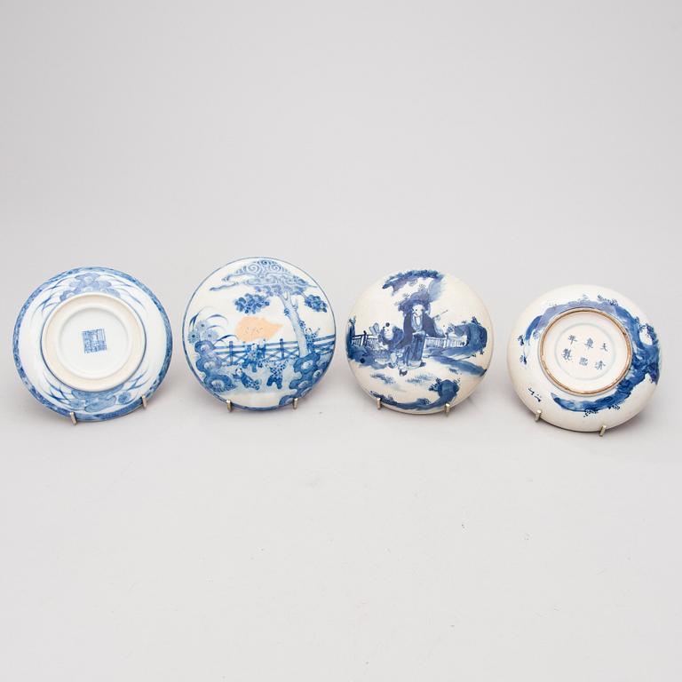 A set of six Chinese porcelain ink boxes.