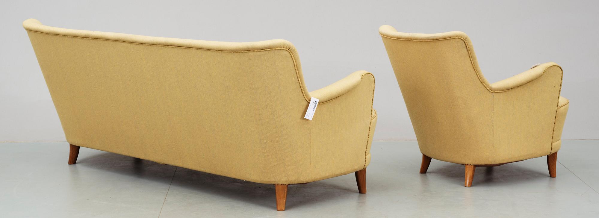 SOFFA samt FÅTÖLJ, Carl Malmsten.