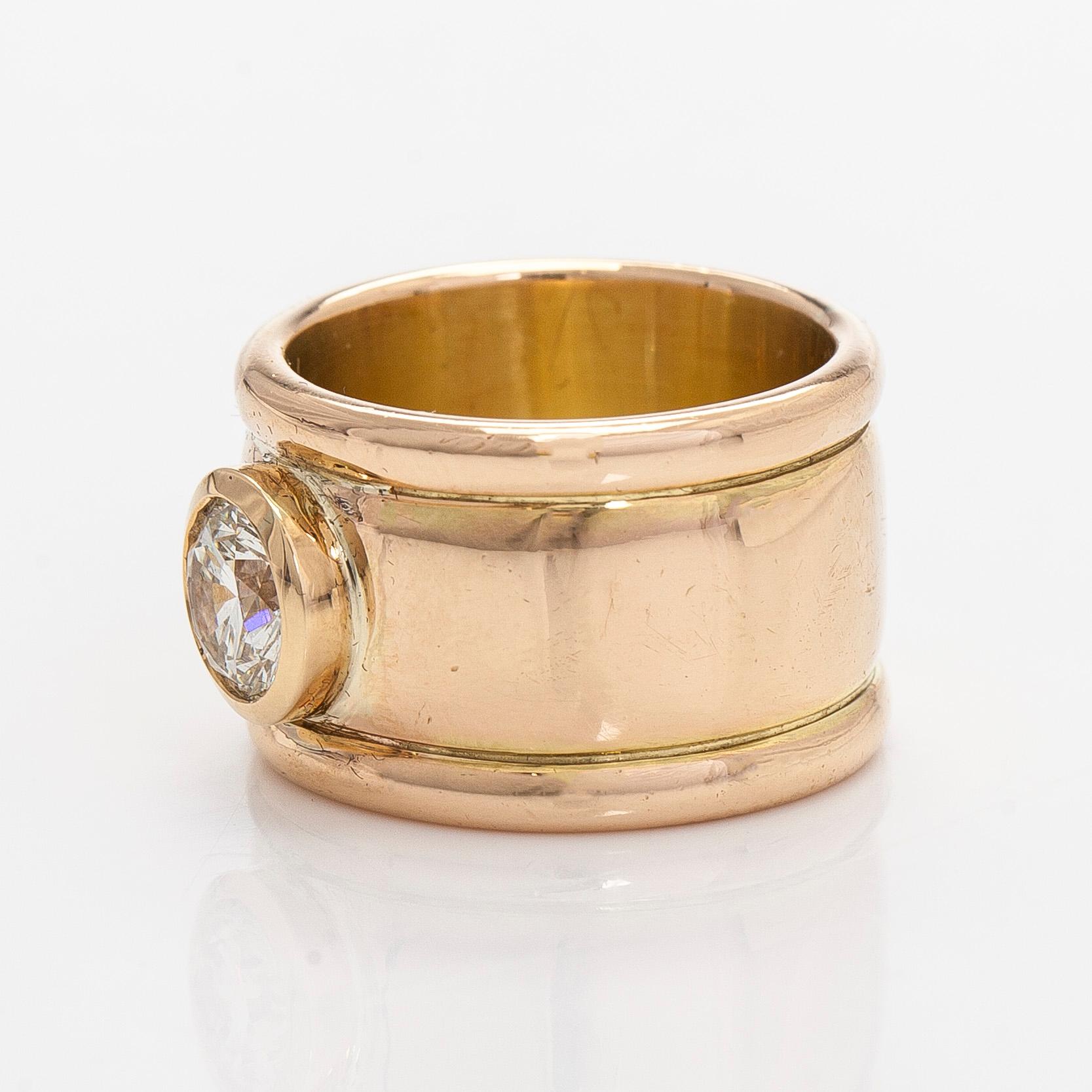 Ring, brilliant-cut diamond circa 1.19 ct, 14K gold.