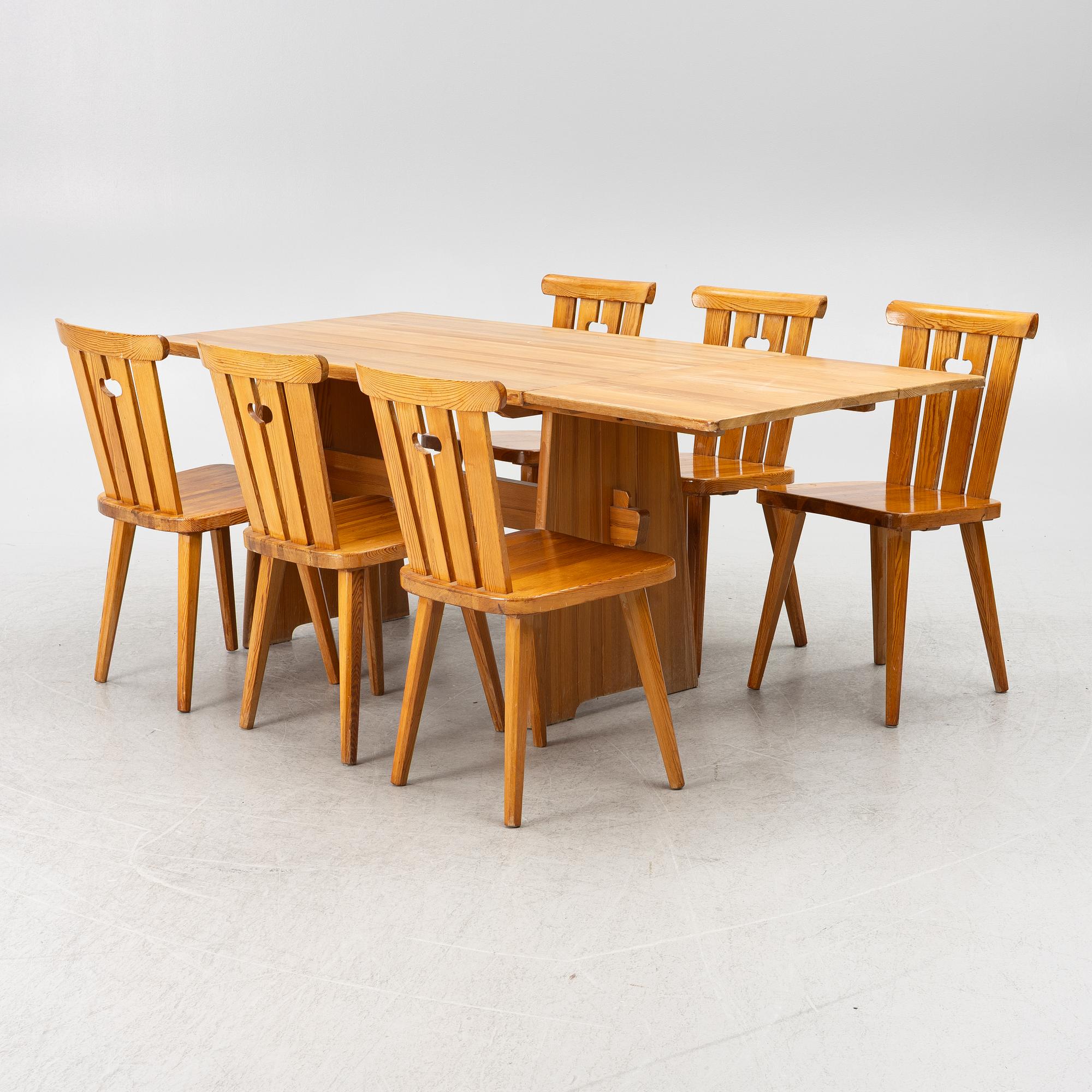 Göran Malmvall, a seven-piece dining suite Svensk Fur, 1970s.