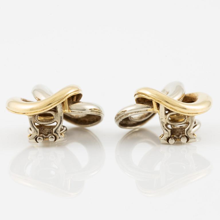 Earrings, a pair, 18K white gold and gold, Italian hallmark.