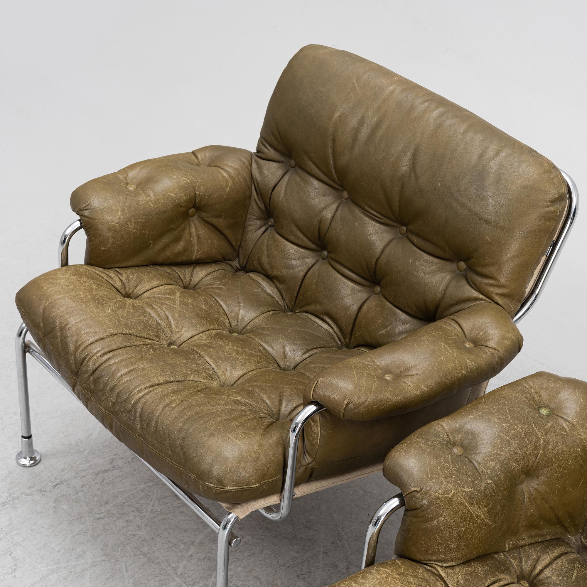 Pethrus Lindlöf, armchairs, a pair, "Eva", AB Lindlöfs Möbler, Lammhult, 1970s.