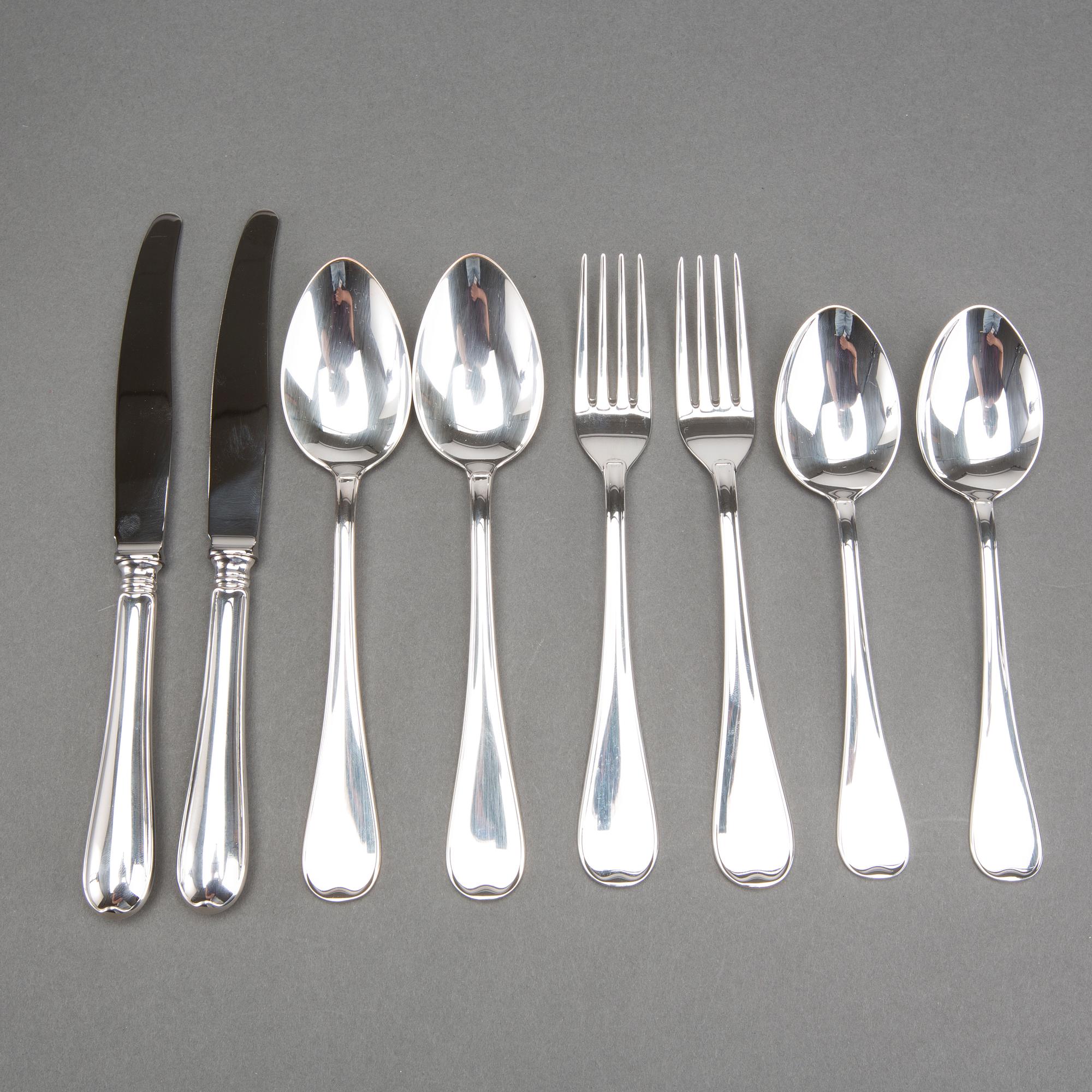 A SET OF 34 PIECES SWEDISH SILVER CUTLERY, MEMA GAB 2010's.