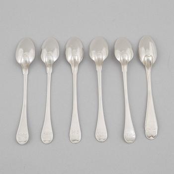 Six Swedish Silver Teaspoons, circa 1800.