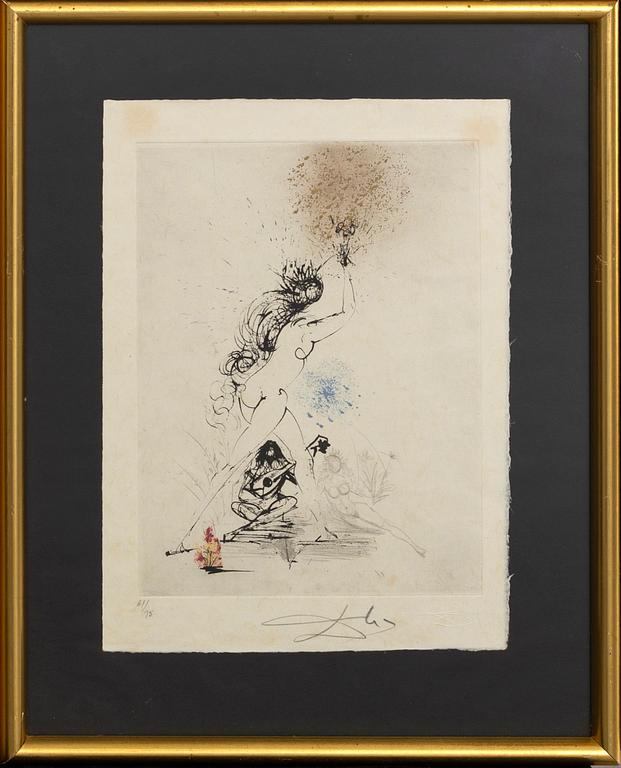 SALVADOR DALÍ, 10 etchings some drypoint handloloured on Japanese paper signed and numbered 61/95.