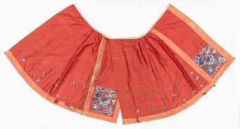 Two embroidered silk skirts, late Qing dynasty.