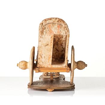 A pottery model of an ox with cart, Tang dynasty (618-907).