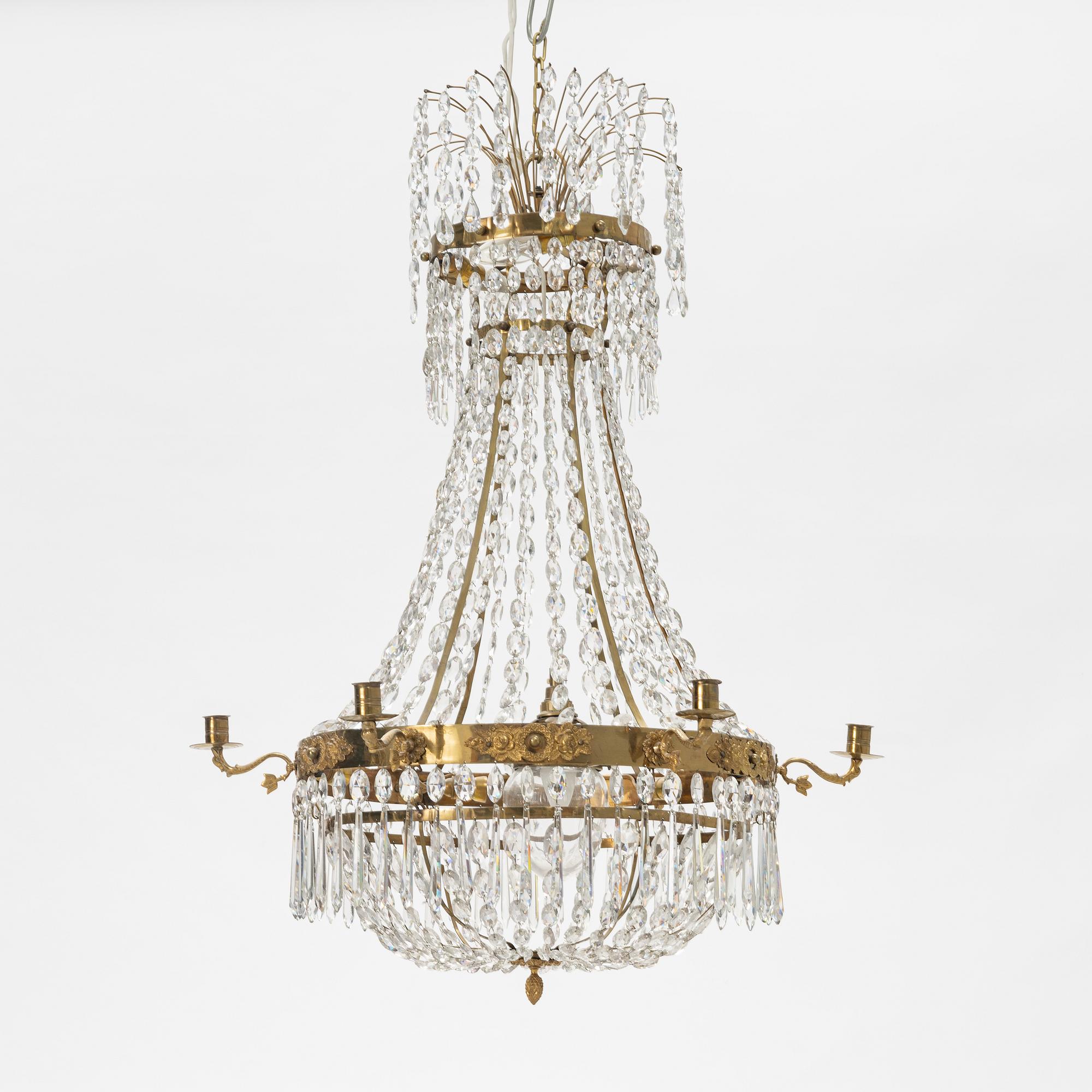 Chandelier, Empire style, mid-20th century.
