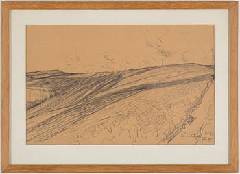 KARL NORDSTRÖM, pencil on paper, signed KN and dated Fjärås Bräcka juli 1909.