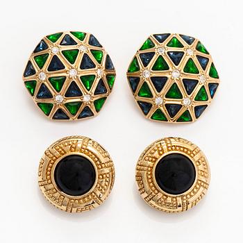 Christian Dior, earrings, 2 pairs, costume jewellery.