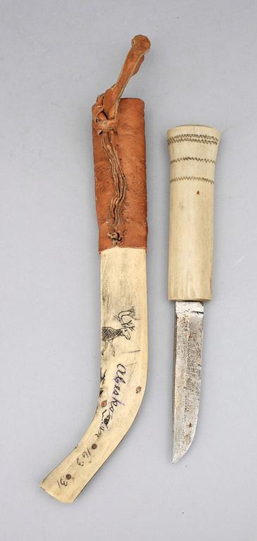 KNIV, samisk, 1900-tal. Bär sign.