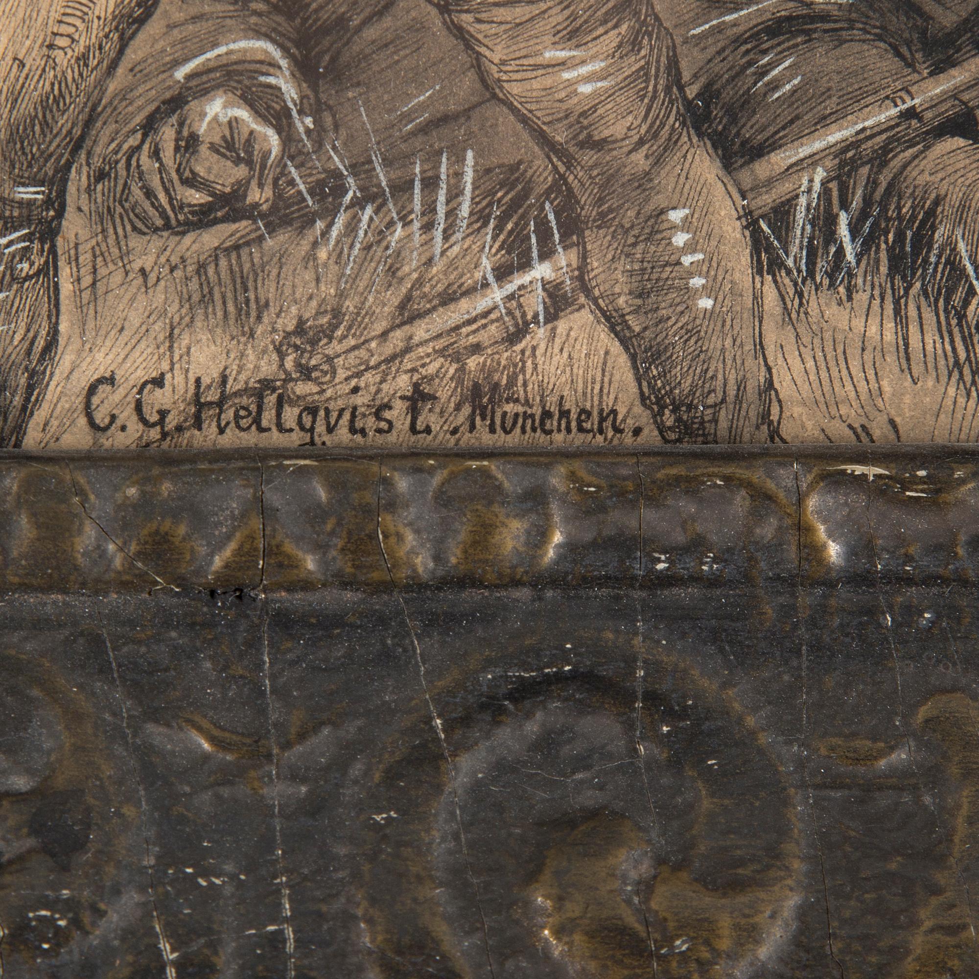 CARL GUSTAF HELLQVIST, Inkwash hightened with white, Paper on cardboard panel 22 x 33 cm. Signed.