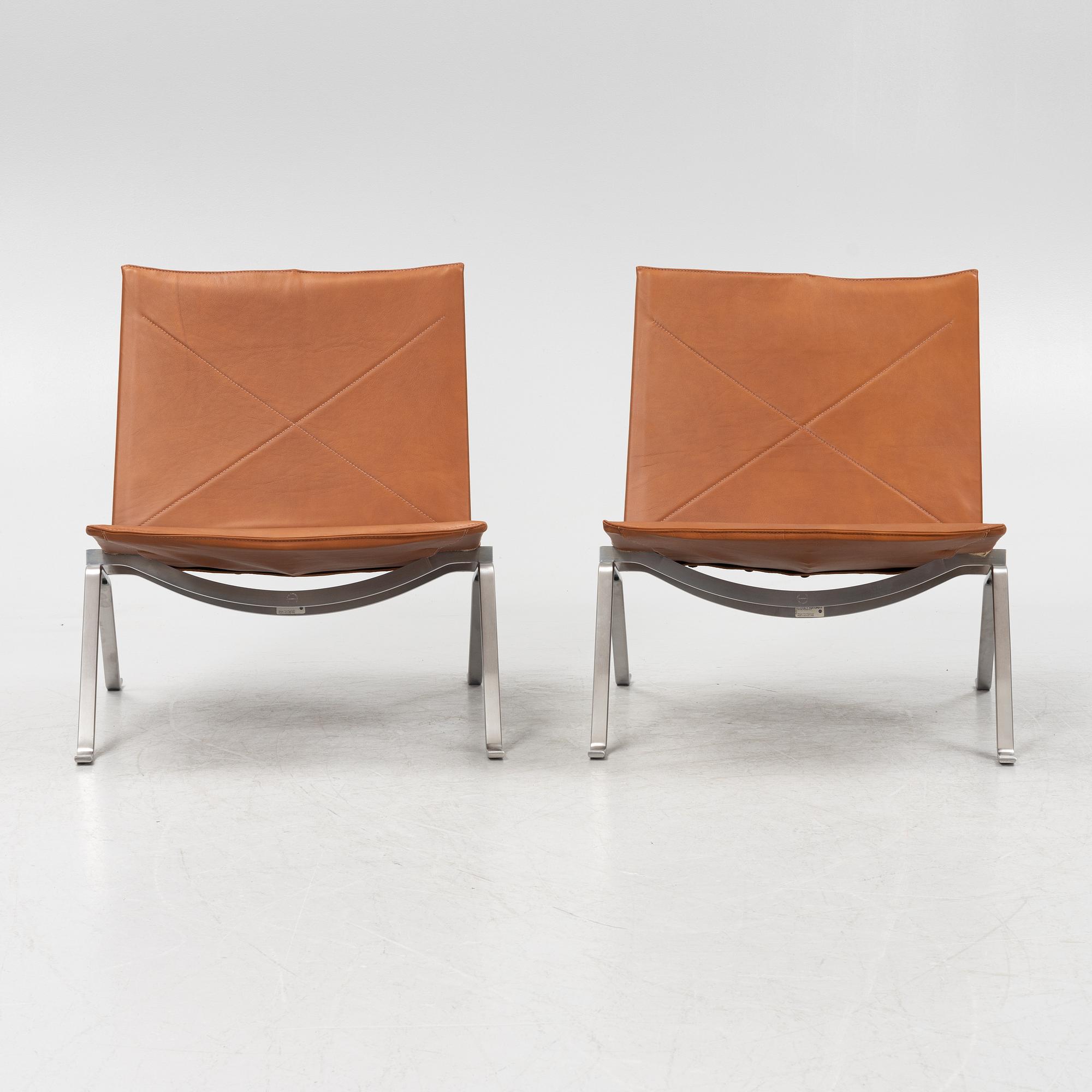Poul Kjaerholm, fåtöljer, ett par, "PK 22", Fritz Hansen, Danmark, 1998.
