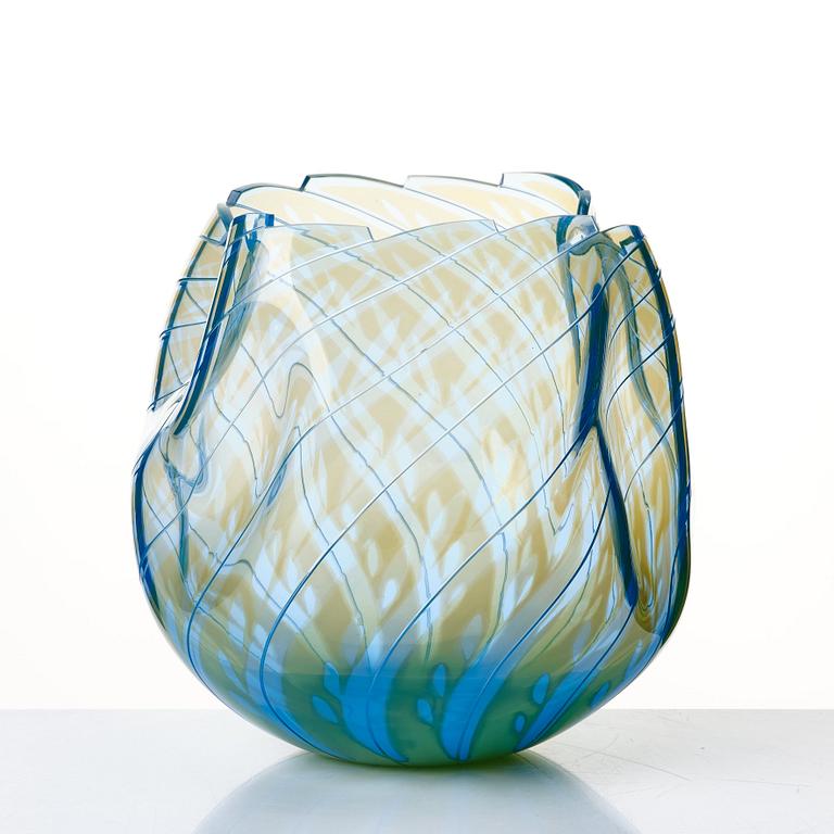 Gunnar Cyrén, a "graal" glass vase, Orrefors, Sweden 1987.