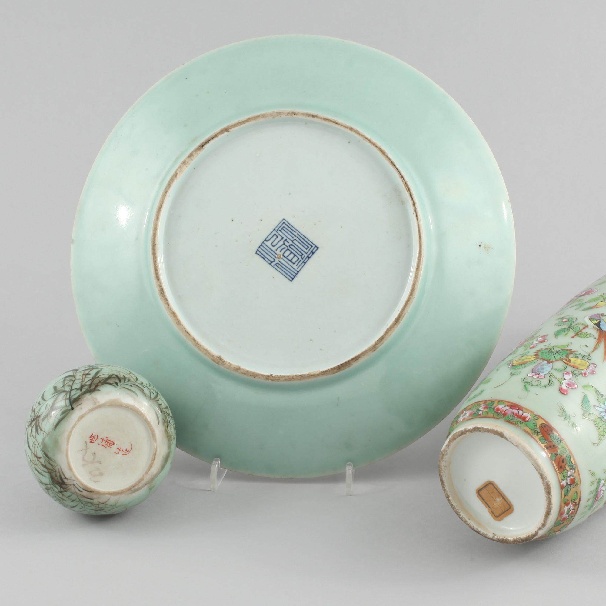 FAT och VASER, 3 delar, porslin, Kina, 1800/1900-tal.