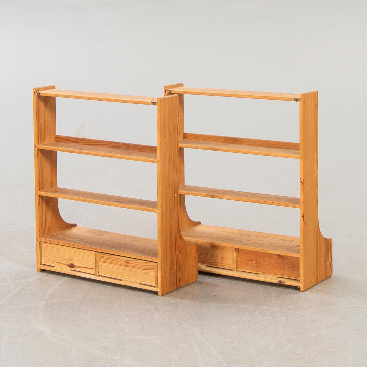 A pair of 1950s pine wall shelves possibly Carl Malmsten.