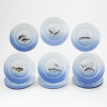 A set of twelwe porcelain plates, Bing & Grøndahl, Denmark.