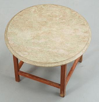 A Josef Frank marble top sofa table with a walnut base, Svenskt Tenn, model 552.
