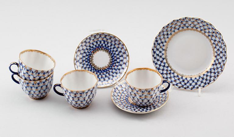 KAFFESERVIS, 22 delar, porslin, Lomonosov, Ryssland, 1900-talets andra hälft.