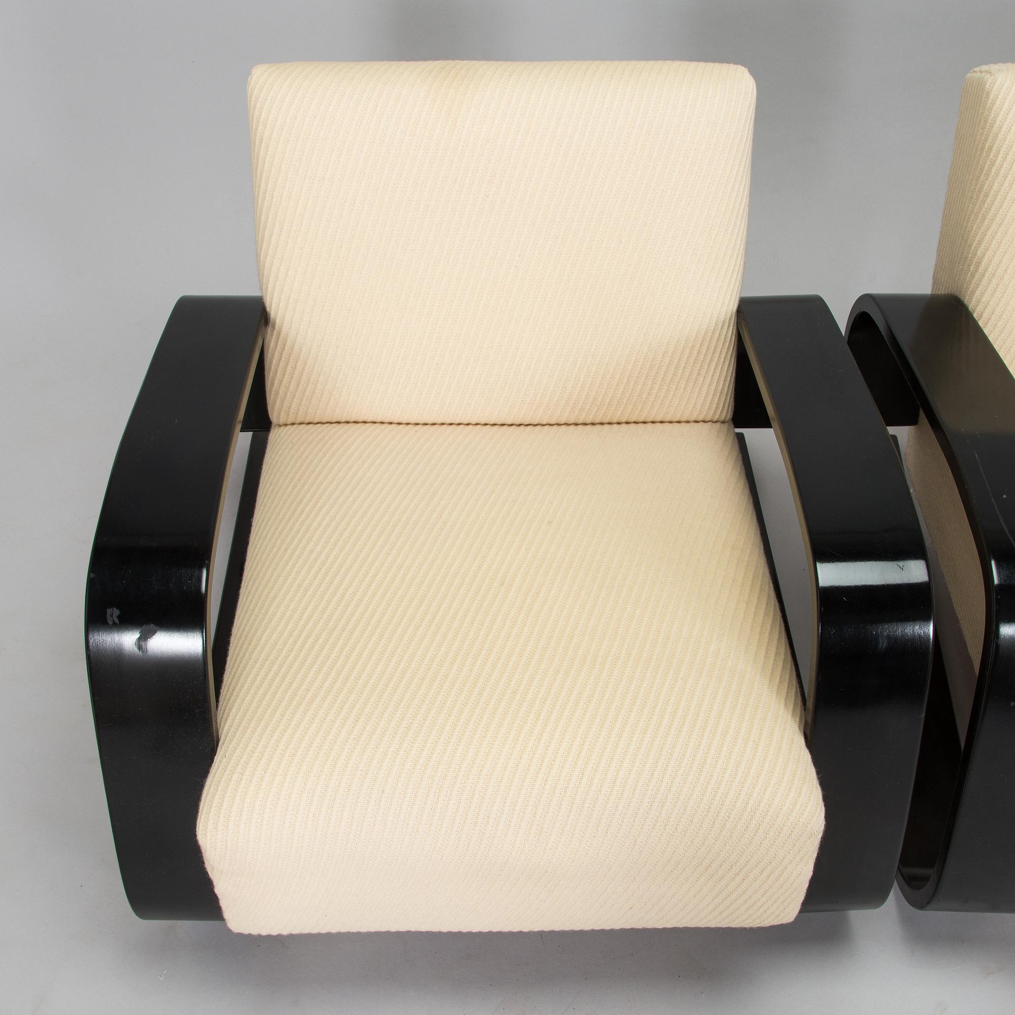 Alvar Aalto, fåtöljer ett par, "Tank chair" modell 400, Artek, 1970-tal.