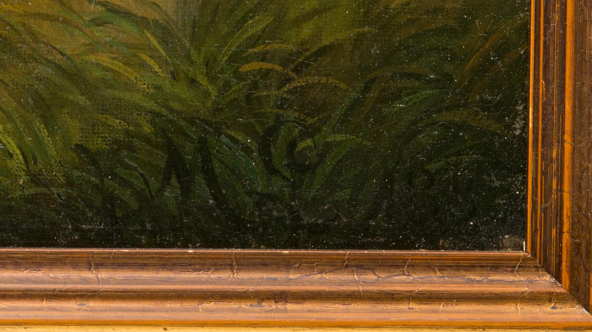 Unknown artist, oil on canvas, signed ML and dated 1885.