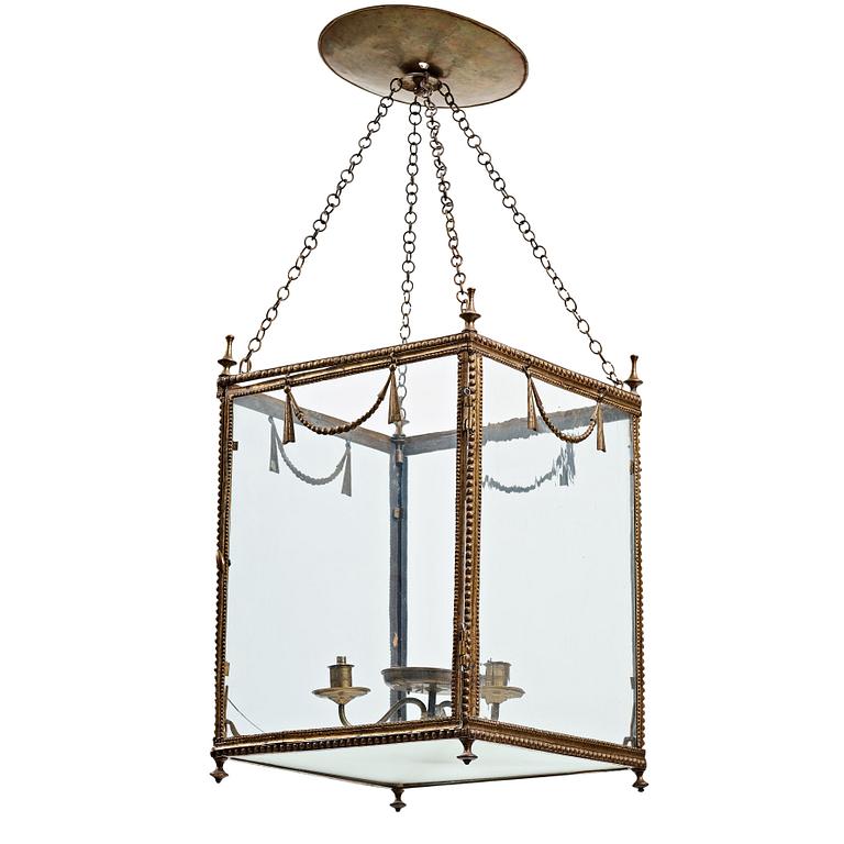 A Gustavian late 18th century three-light lantern.