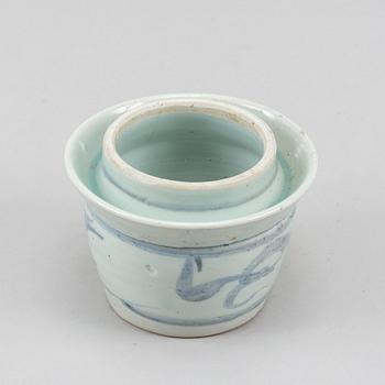A blue and white pot, South east asian, 20th century.