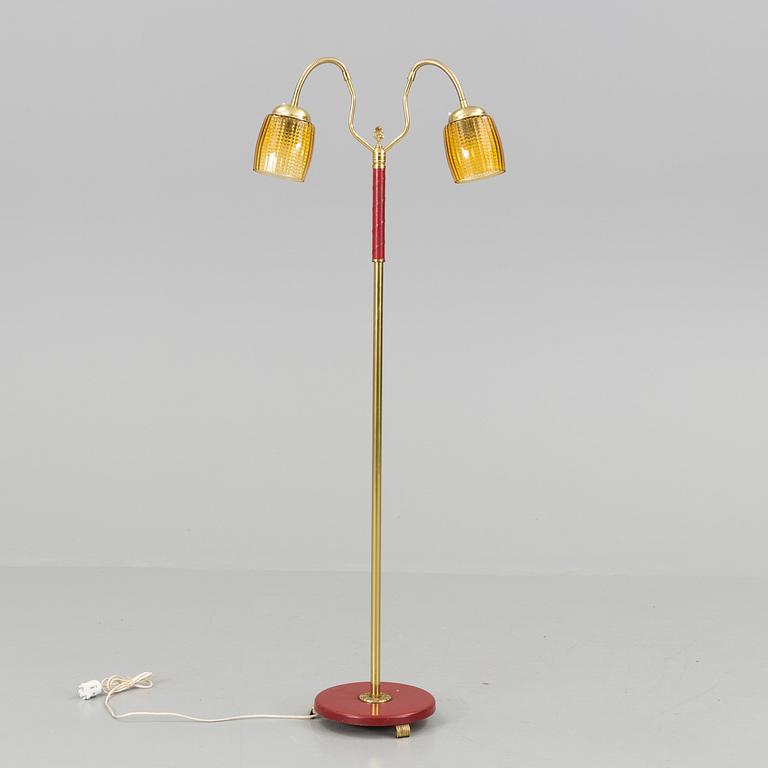 A brass standard light, mid 20th Century.