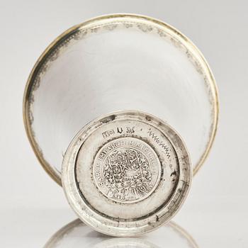 A Swedish 18th century parcel-gilt silver beaker, mark of Gustaf Henning, Stockholm 1752.