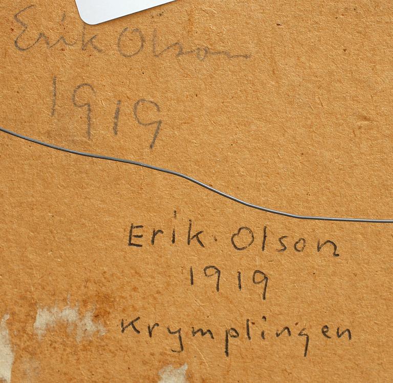 ERIK OLSON, olja uppfodrad på pannå, sign o dat -19.