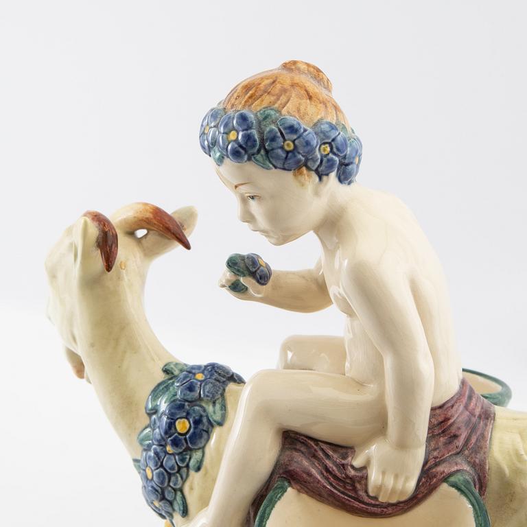 Wilhelm Süs figurine "Ziegenreiter" Karlsruhe State Majolica Manufactory AG first half of the 20th century.