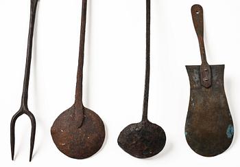 A set of four kitchen utensils, 18th/19th century.