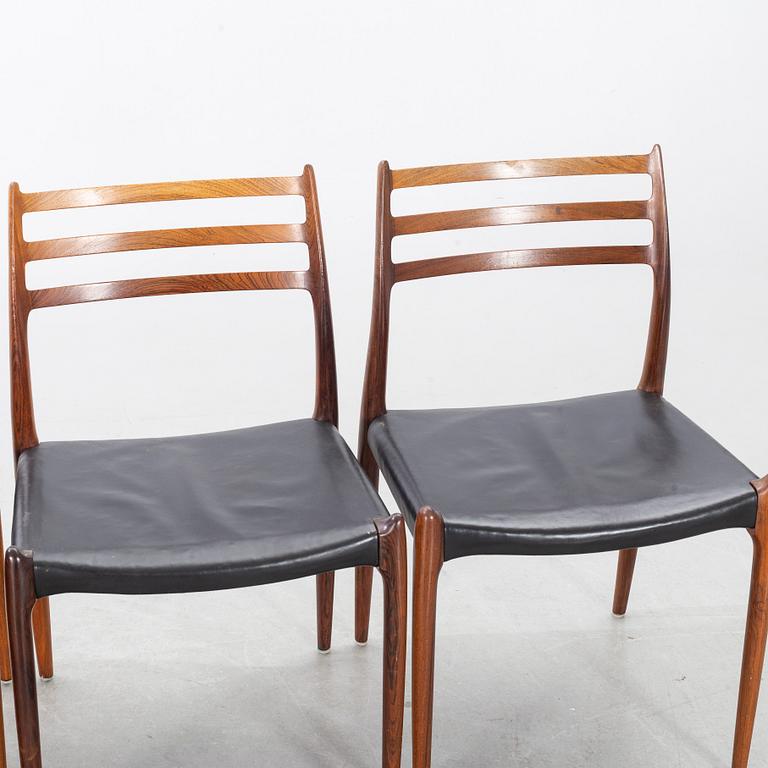 A Table from Slagelse Möbelvaerk A/S and 4 chairs, Niels Otto Møller, JL Møller. Denmark, 1960's.