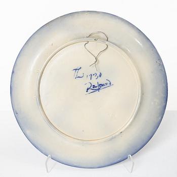 Tyra Lundgren, two stoneware dishes, Rörstrand, 1930's.