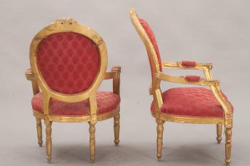 SALONGSGRUPP, 5 delar, gustaviansk stil, 1800/1900-tal.