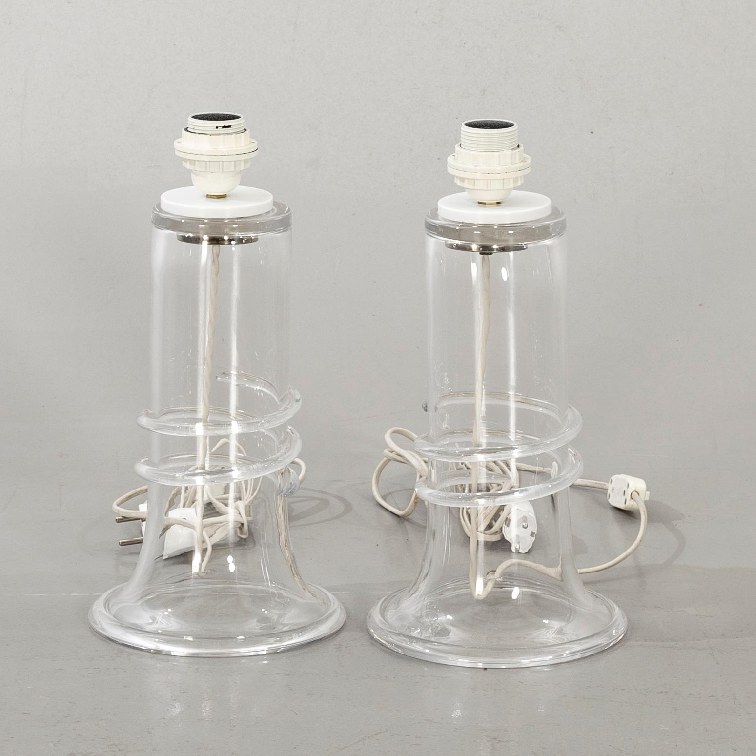 HANNE DREUTLER, bordslampor, ett par, glas, Ateljé Lyktan / Studio Åhus, 1982.