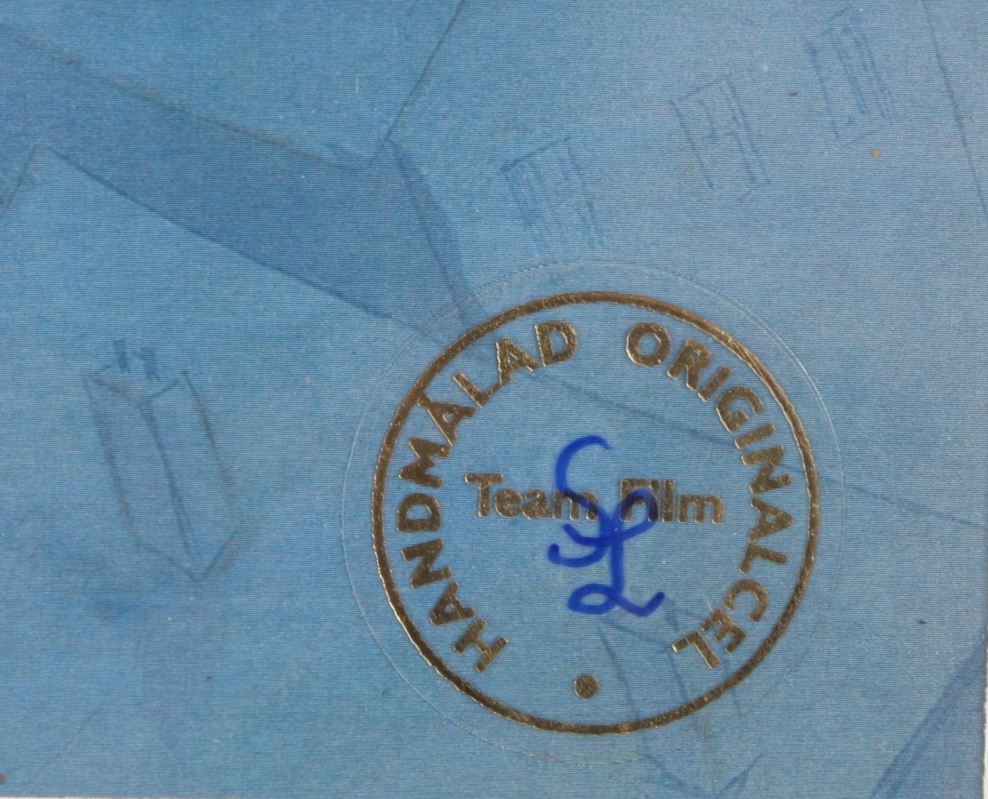 ORIGINALCEL, ur "Pelle Svanslös", blandteknik, Team Film, sign SL.