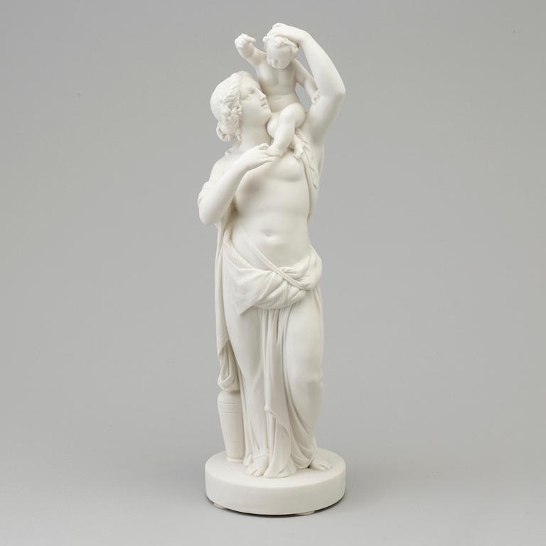 An unmarked sculpture of Venus with Amor on her shoulder, England, presumably Minton or Copeland, 19th Century.