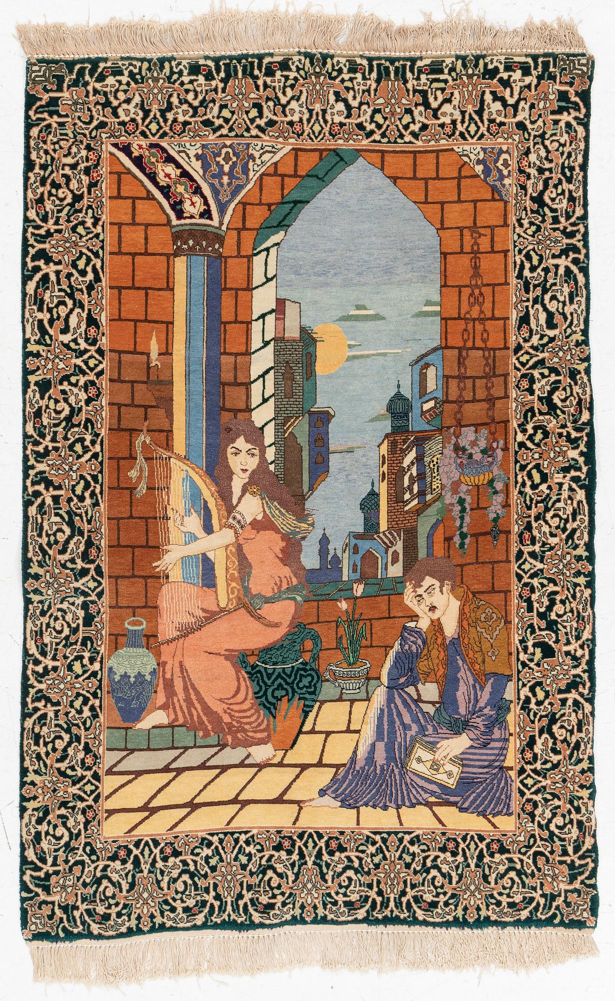 Matta, Täbris, figural, ca 152 x 100 cm.