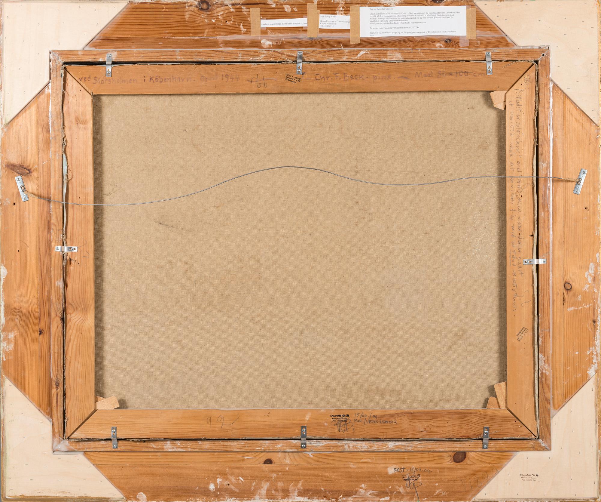 CHRISTIAN FREDERICK BECK, oil on canvas, signed and dated 1944.