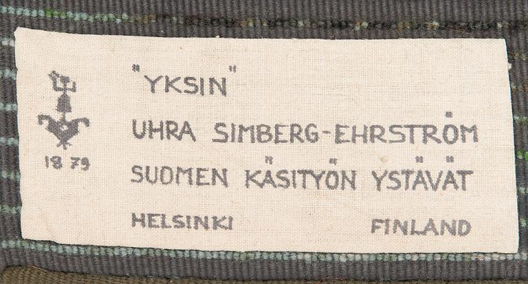 Uhra-Beata Simberg-ehrström, ryijy/ryijymatto, malli Suomen Käsityön Ystävät. Noin 140x114 cm.