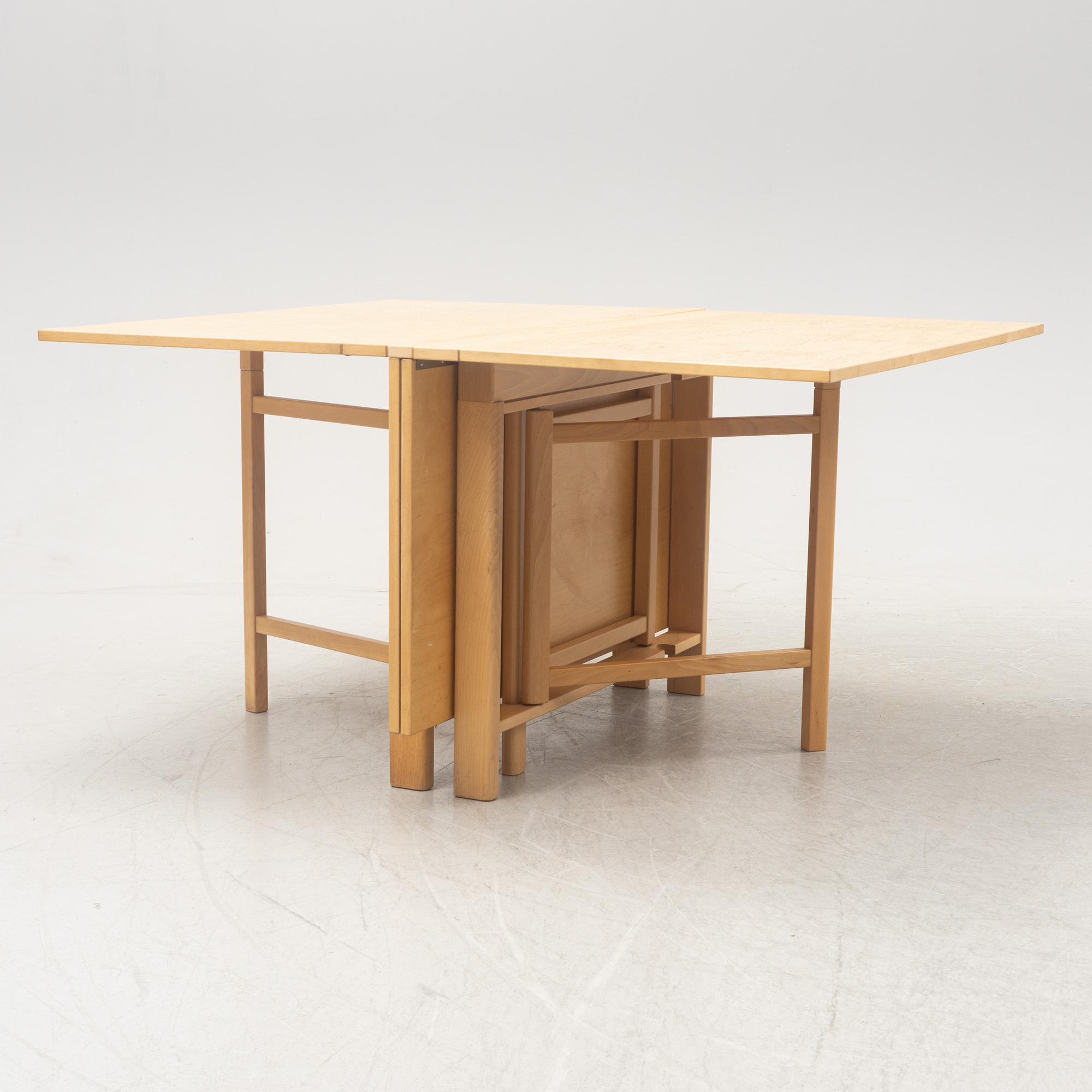 Bruno Mathsson, a 'Maria Flap' burr birch dining table, Dux.