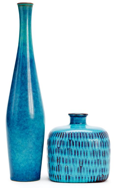 Two Stig Lindberg stoneware vases, Gustavsberg studio 1960-1968.