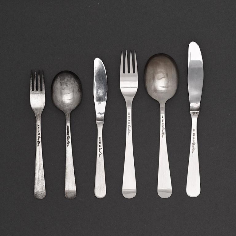 Wiwen Nilsson, a set of 57 pcs of sterling flatware, Lund, Sweden 1966.