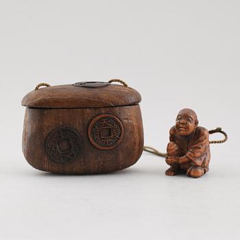 INRO MED NETSUKE, trä, Japan, sent 1800-tal.