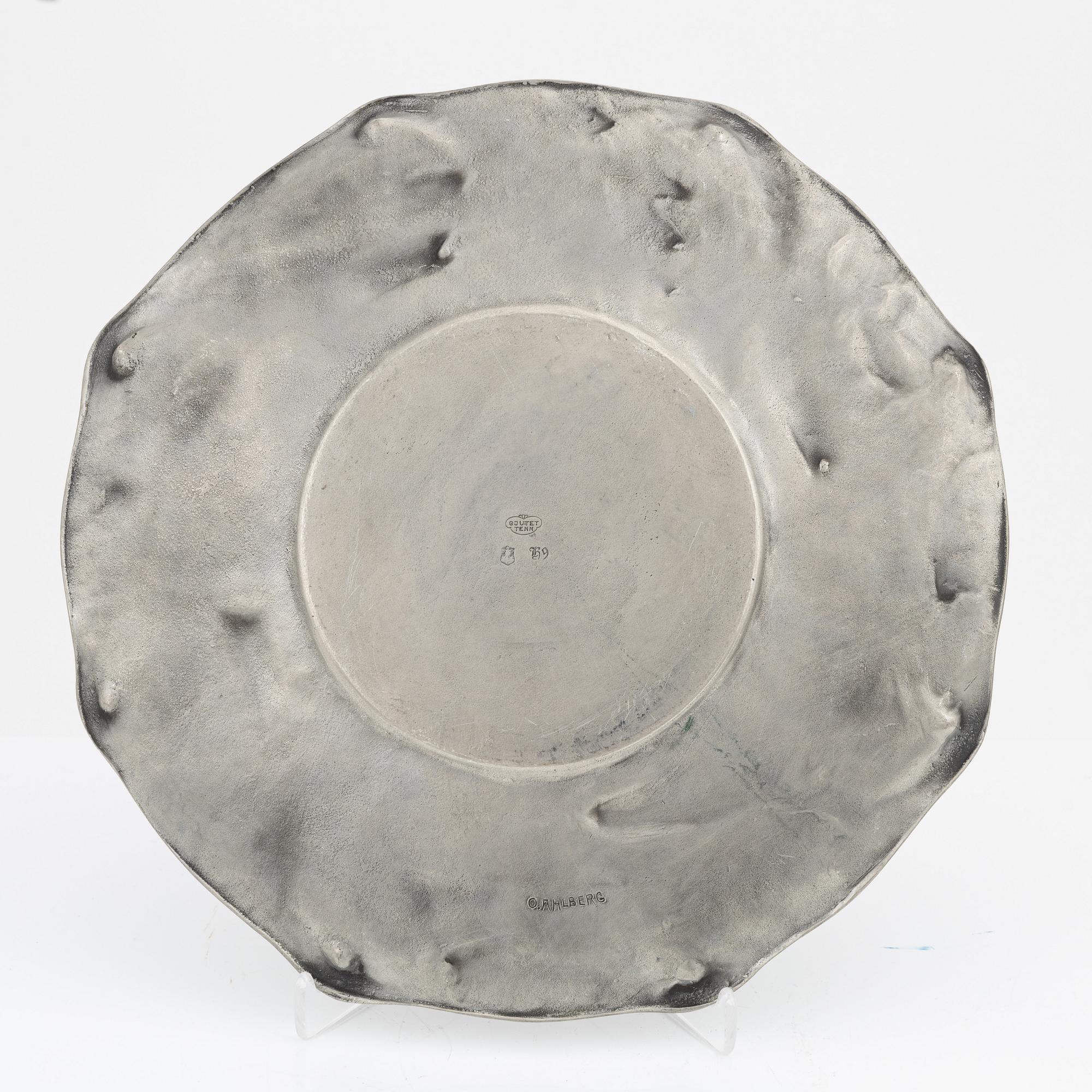 Olof Ahlberg, a pewter dish, Stockholm 1958.