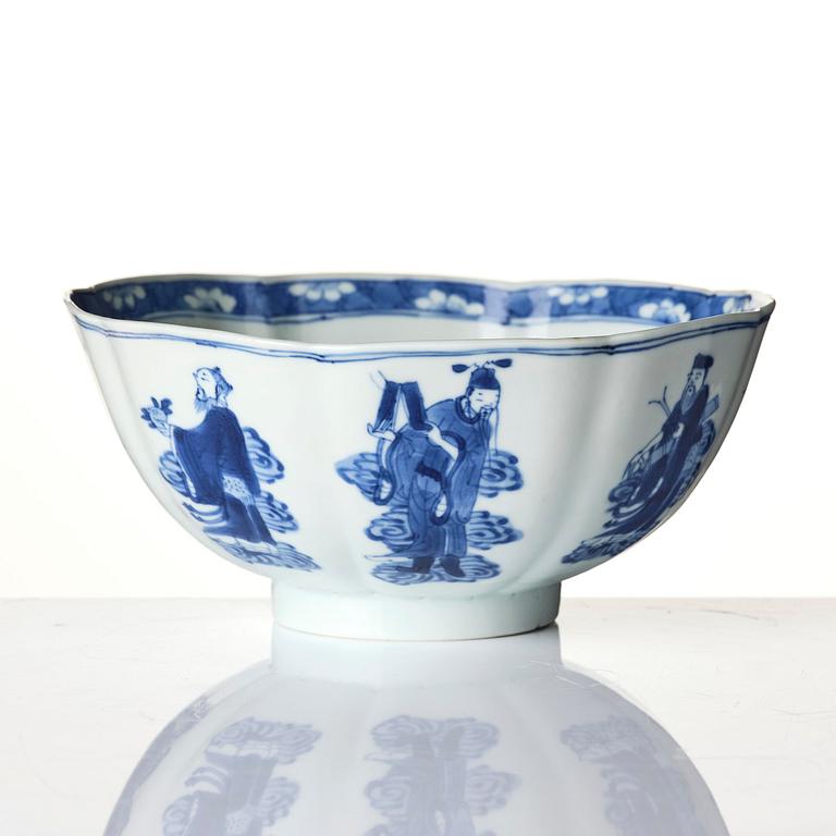 A blue and white 'immortals' bowl, Qing dynasty, Kangxi (1662-1722).