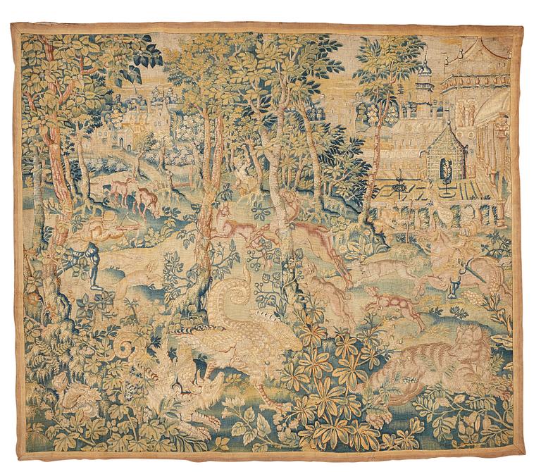 A TAPESTRY, tapestry weave, ca 191,5 x 220,5 cm, Flanders 16th century.