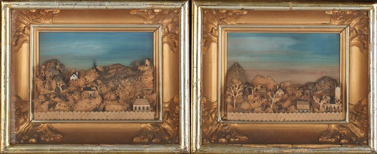 OKÄND KONSTNÄR, 2 st, blandteknik, omkring sekelskiftet 1900.