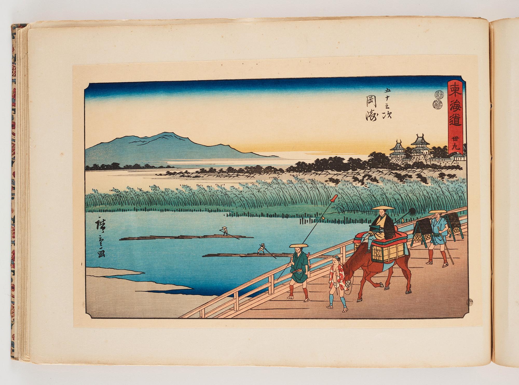 An album with Japanese woodblock prints after Ando Utagawa Hiroshige (1797-1858), mid 20th Century. (37 prints).